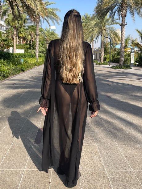 חלוק ארוך - שיפון שחור