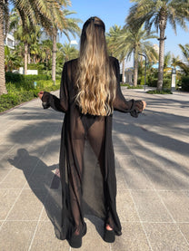 חלוק ארוך - שיפון שחור