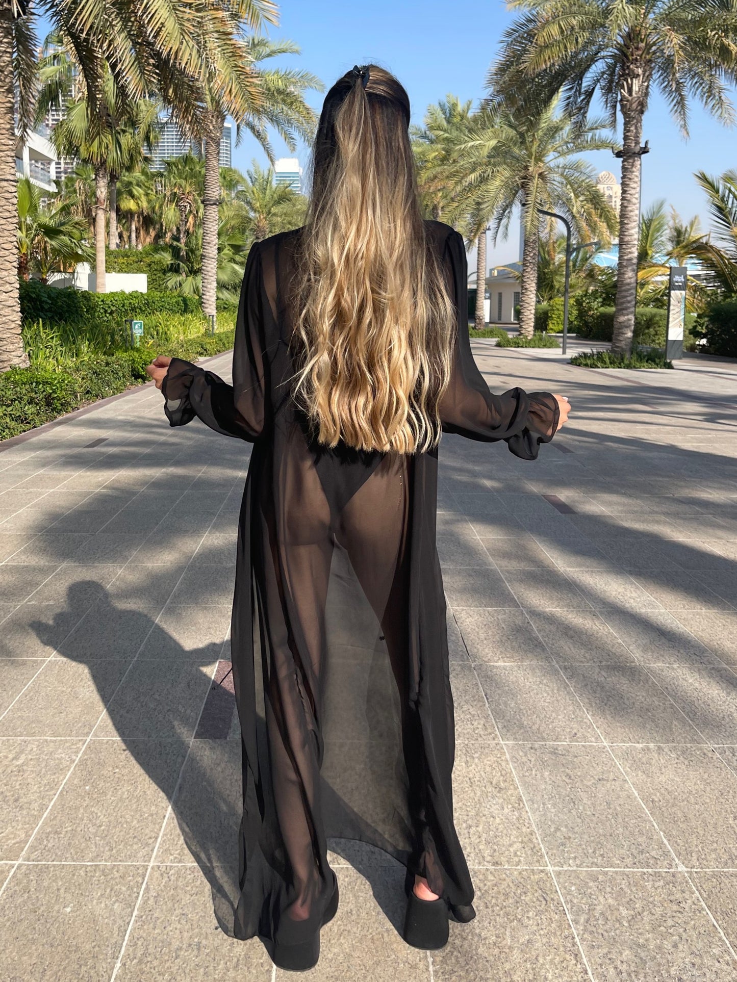 חלוק ארוך - שיפון שחור
